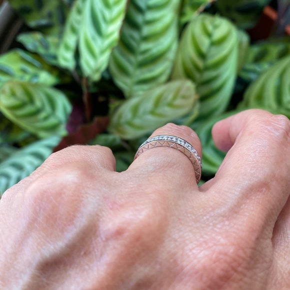 14k Solid White Gold 3.5mm ETERNITY Wedding Band - Picture 11 of 16